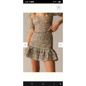 Anthropologie Magali Pascal Kita Skirt XL Zebra Print Smocked Linen And Silk NWT